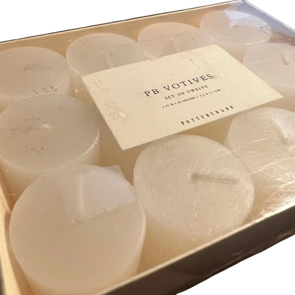 Pottery Barn PB Votives Set of 12 White Wax Candles 1.37